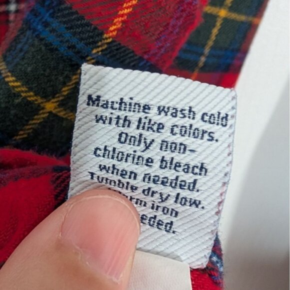 Croft & Barrow Flannel Plaid Shirt Mens Size Large Red Long Sleeve Button Down - Picture 7 of 11